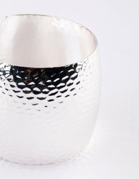 Silver Hammered Textured Wide Cuff Bangle - link has visual effect only