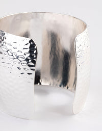 Silver Hammered Textured Wide Cuff Bangle - link has visual effect only