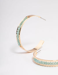 Gold Bead Centre Stripe Hoop Earrings - link has visual effect only