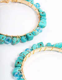 Gold Semi Precious Stone Big Hoop Earrings - link has visual effect only