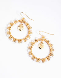 Gold Pearl Mixed Teardrop Earrings - link has visual effect only