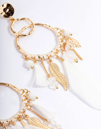 Gold Thread Bead Feather Earrings - link has visual effect only