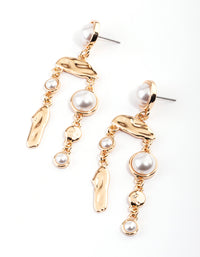 Gold Pearl Organic Drop Earrings - link has visual effect only