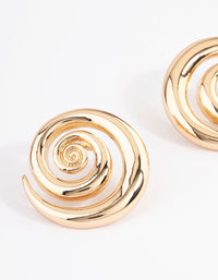 Gold Statement Swirl Stud Earrings - link has visual effect only