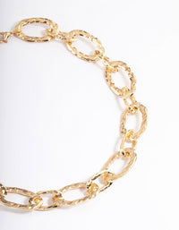 Gold Hammered Bent Chain Bracelet - link has visual effect only