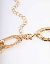 Gold Hammered Bent Chain Bracelet - link has visual effect only