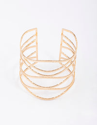 Gold Large Wavy Hammered Cuff Bangle - link has visual effect only