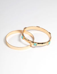 Gold Chunky Stone Bangle Bracelet Pack - link has visual effect only