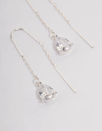 Silver Plated Cubic Zirconia Teardrop Threader Earrings - link has visual effect only