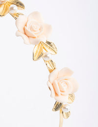 Gold Rose & Pearl Leaf Headband - link has visual effect only