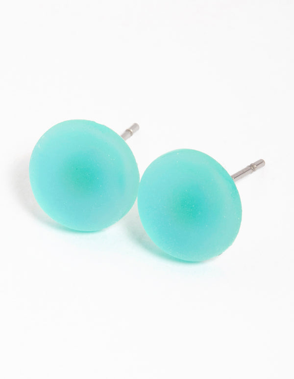 Teal Matte Bubble Stud Earrings