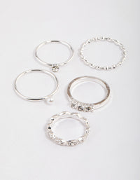 Silver Pearl & Stone Marquise Ring Pack - link has visual effect only