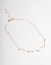 Gold Diamante Droplet Station Necklace - link has visual effect only