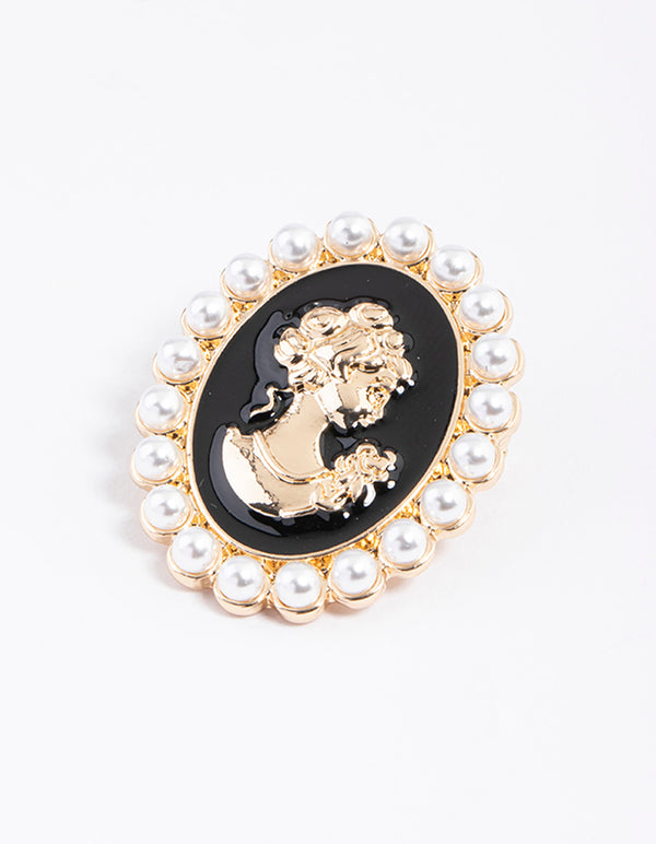 Gold Vintage Pearl Brooch