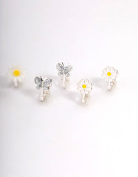 Kids Silver Daisy Clip On Earrings 5-Pack - link has visual effect only