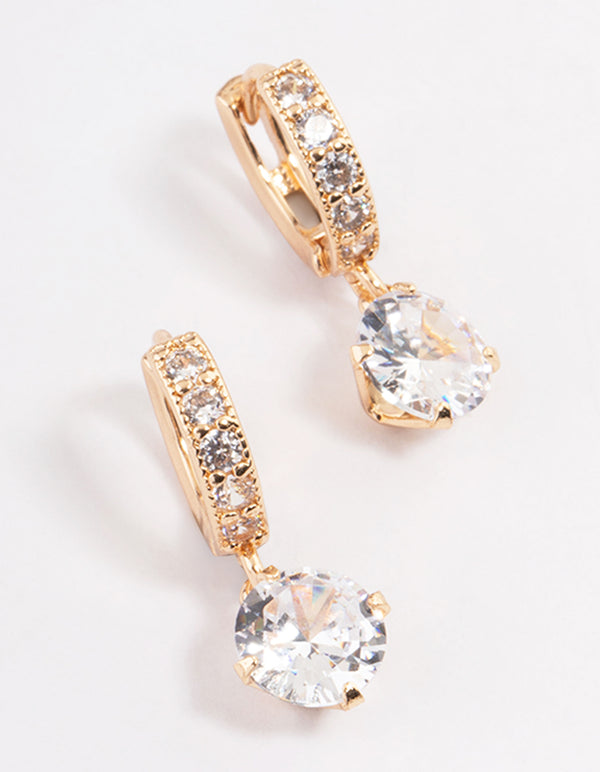 Gold Diamante Huggie Teardrop Earrings