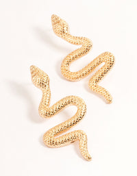 Gold Curved Snake Drop Earrings - link has visual effect only