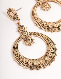 Gold Western Ring Drop Earrings - link has visual effect only