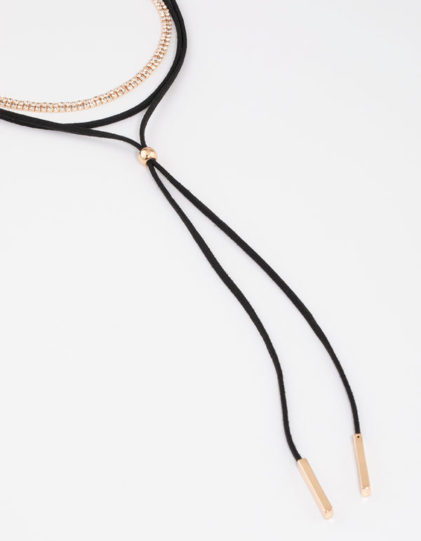 Gold Glamour Cord Bolo Necklace