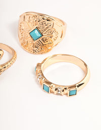 Gold Turquoise Snake Ring Set - link has visual effect only