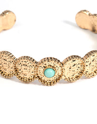 Gold Rounded Turqouise Cuff Bangle - link has visual effect only