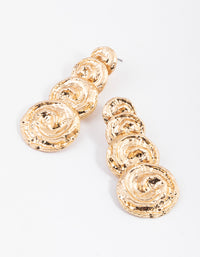 Gold Twirly Molten Round Drop Earrings - link has visual effect only