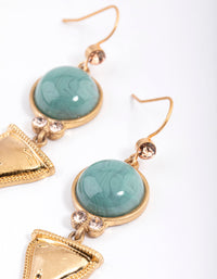 Worn Gold Vintage Shark Tooth Drop Earrings - link has visual effect only