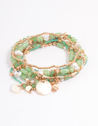 Gold Mixed Bead Irregular Pearl Bracelet Pack - link has visual effect only