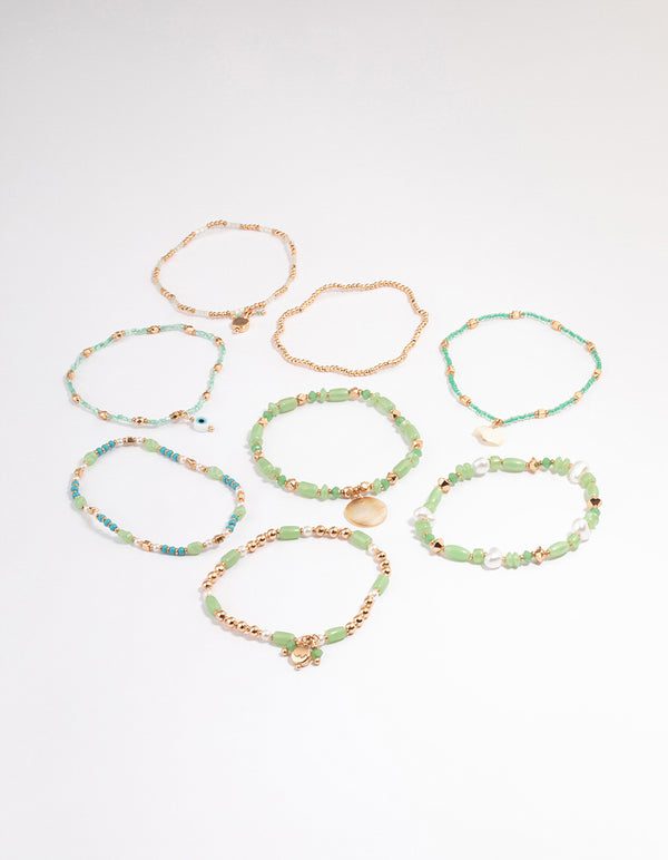 Gold Mixed Bead Irregular Pearl Bracelet Pack