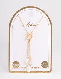 Gold Freshwater Pearl T&O Station Necklace - link has visual effect only