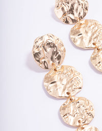 Gold Statement Molten Circle Drop Earrings - link has visual effect only