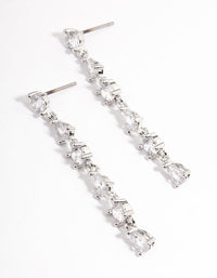 Rhodium Cubic Zirconia Mixed Stone Drop Earrings - link has visual effect only