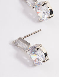 Silver Cubic Zirconia Straight Round Stud Earrings - link has visual effect only