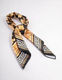 Black Fabric Vintage Double Print Scarf - link has visual effect only