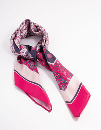 Pink Fabric Mixed Tone Floral Print Scarf - link has visual effect only