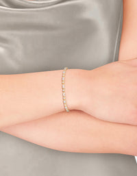 Gold Plated Baguette Stone Toggle Tennis Bracelet - link has visual effect only