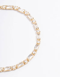 Gold Plated Baguette Stone Toggle Tennis Bracelet - link has visual effect only