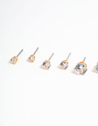 Gold Plated Cubic Zirconia Ascending Earrings 8-Pack - link has visual effect only