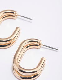 Gold Double Row Oval Hoop Earrings - link has visual effect only