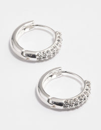 Silver Diamante Thick Huggie Earrings - link has visual effect only