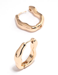 Gold Molten Oval Huggie Earrings - link has visual effect only