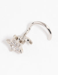 Rhodium Surgical Steel Star Charm Nose Stud - link has visual effect only