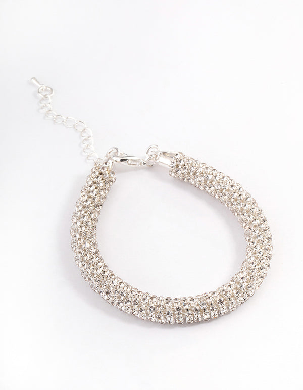 Silver Diamante Mesh Bracelet