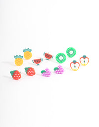 Kids Bright Fimo Fruit Stud Earrings 6-Pack - link has visual effect only