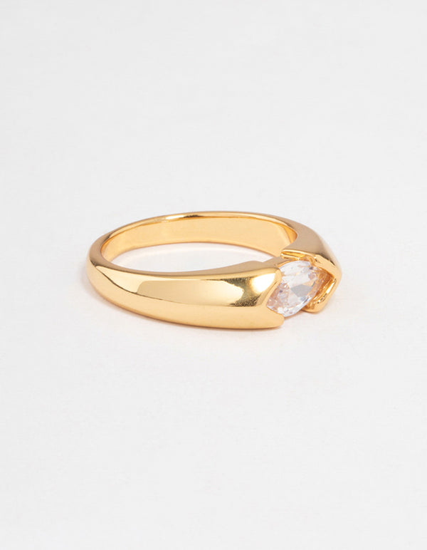 Gold Plated Statement Marquise Ring