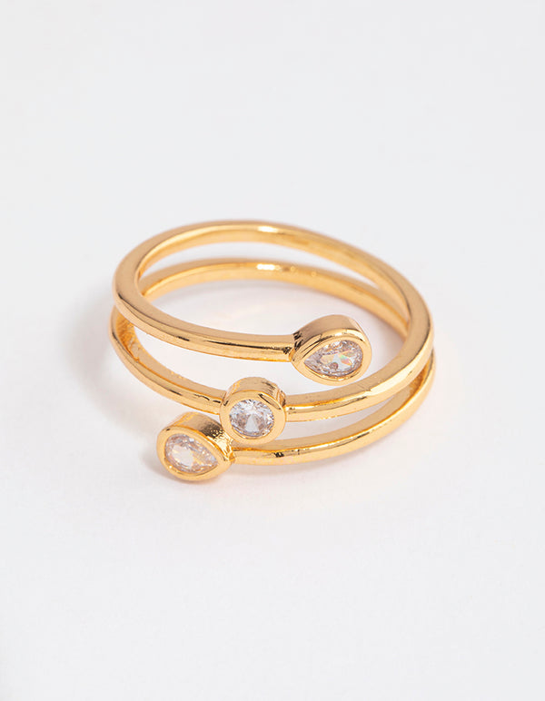 Gold Plated Multi Shape Tier Ring