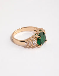 Gold & Emerald Green Round Baguette Ring - link has visual effect only