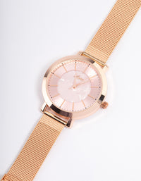 Rose Gold Pink Mesh Watch - link has visual effect only