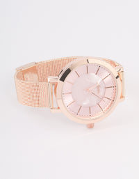 Rose Gold Pink Mesh Watch - link has visual effect only