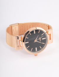 Rose Gold Bulk Trio Crystal Mesh Watch - link has visual effect only